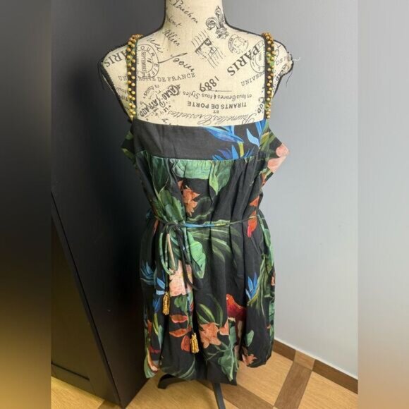 Farm Rio Black Midnight Macaw Fiesta Lenzing Euroflax Mini Dress NWT Size XL - Picture 3 of 14